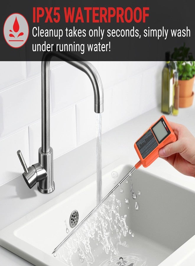 ثيرمو برو مقياس حرارة رقمي مقاوم للماء من ThermoPro TP510، مزود بمشبك للوعاء، ومسبار بطول 8.1 بوصة، وقراءة فورية، مناسب لطهي الطعام واللحوم، والشواء، والتدخين، والقلي العميق، وزيت الطهي. - Image 5